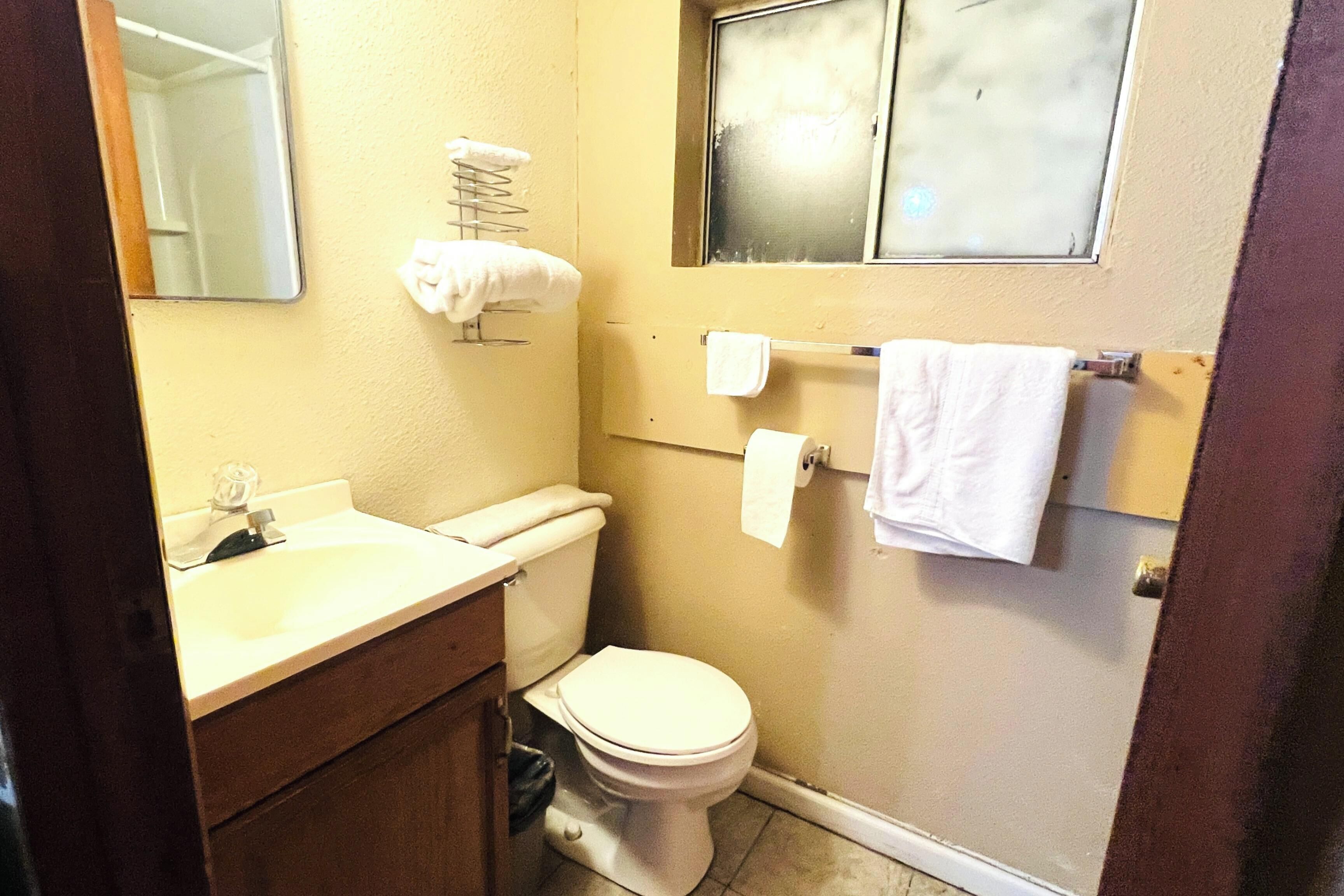 Free toiletries, hair dryer, towels