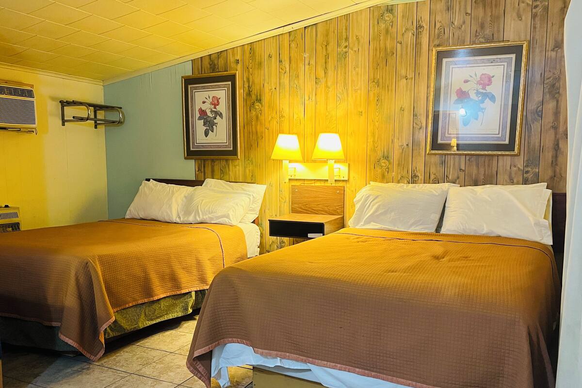 Room, 2 Queen Beds, Non Smoking | Desk, iron/ironing board, free WiFi, bed sheets