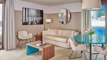 Executive Apartment, 2 Bedrooms | Living area | Flat-screen TV, DVD player, offices