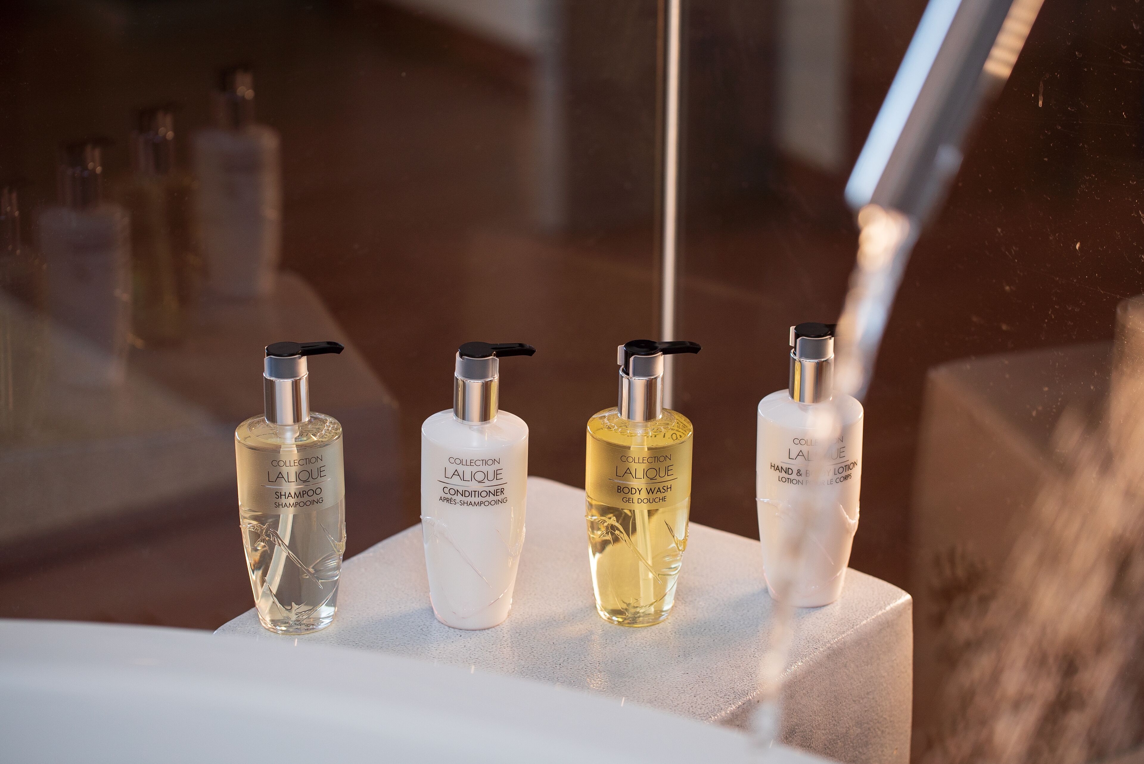 separate bathtub and shower, rainfall showerhead, free toiletries