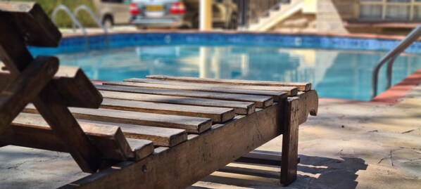 Outdoor pool, sun loungers