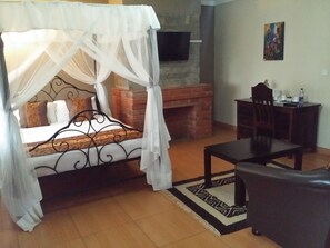 Honeymoon-Doppelzimmer, Kamin, Gartenblick | Ausblick vom Zimmer