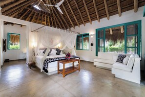 Deluxe-Bungalow, 1 Schlafzimmer, Nichtraucher, Meerblick | Hochwertige Bettwaren, Minibar, Zimmersafe, individuell dekoriert