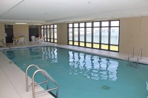Indoor pool, outdoor pool, pool loungers