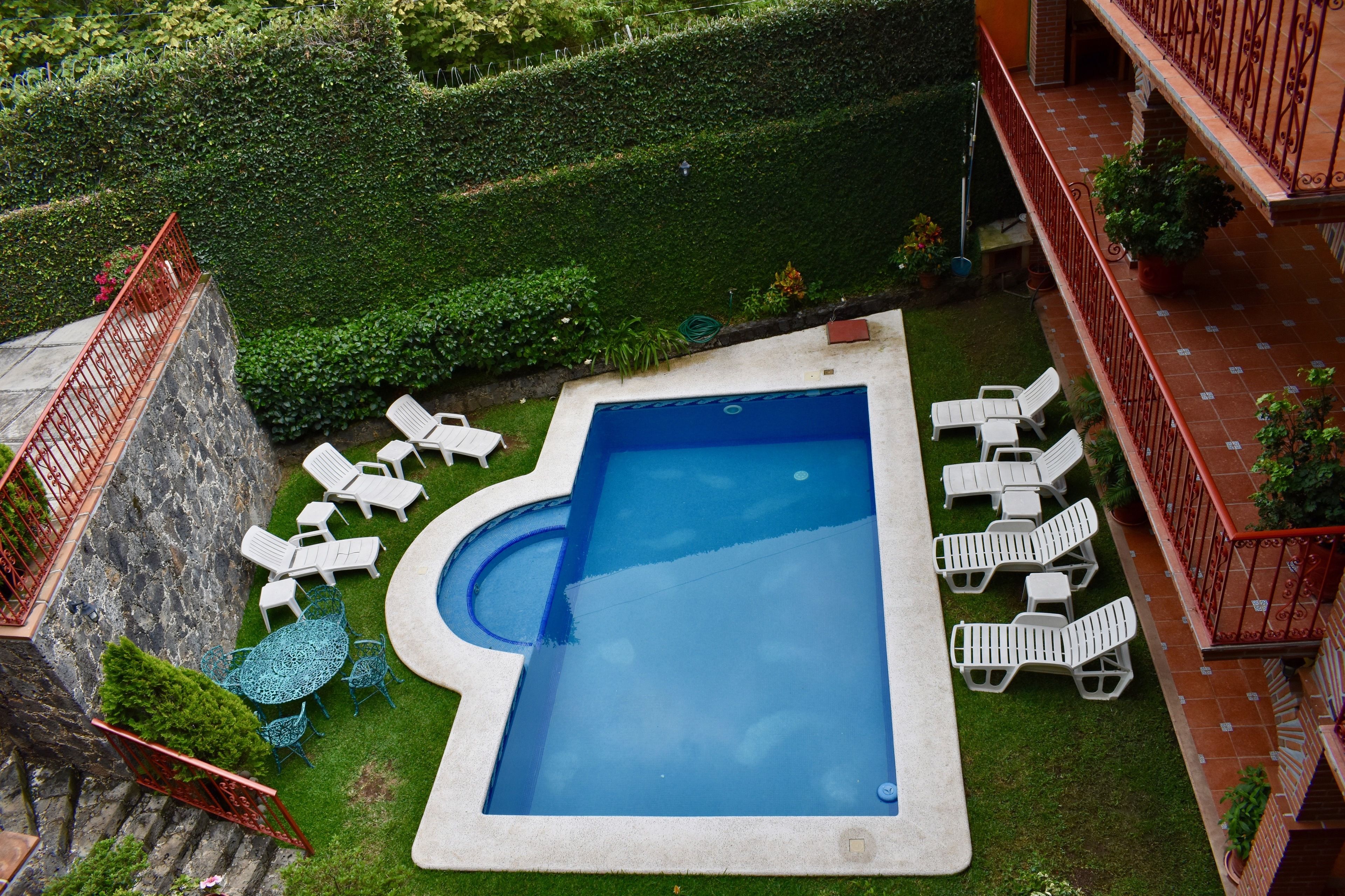 Outdoor pool, sun loungers