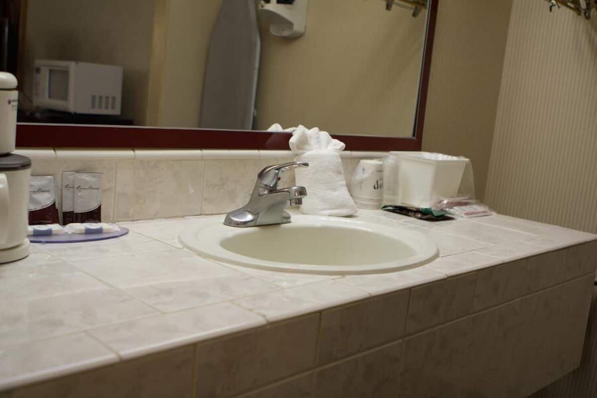 Ensemble baignoire-douche, articles de toilette (gratuits)