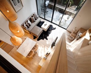 1 Bedroom Duplex Apartment | Living area | 32-inch flat-screen TV with cable channels, TV - Siamese Gioia Residence (Bangkok)