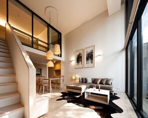 2 Bedroom Duplex Apartment | Living area | 32-inch flat-screen TV with cable channels, TV - Siamese Gioia Residence (Bangkok)