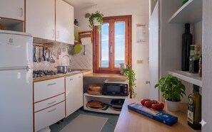 Apartemen, 3 kamar tidur, teras, pemandangan laut | Dapur pribadi | Lemari es, oven, kompor, dan peralatan masak/sendok-piring