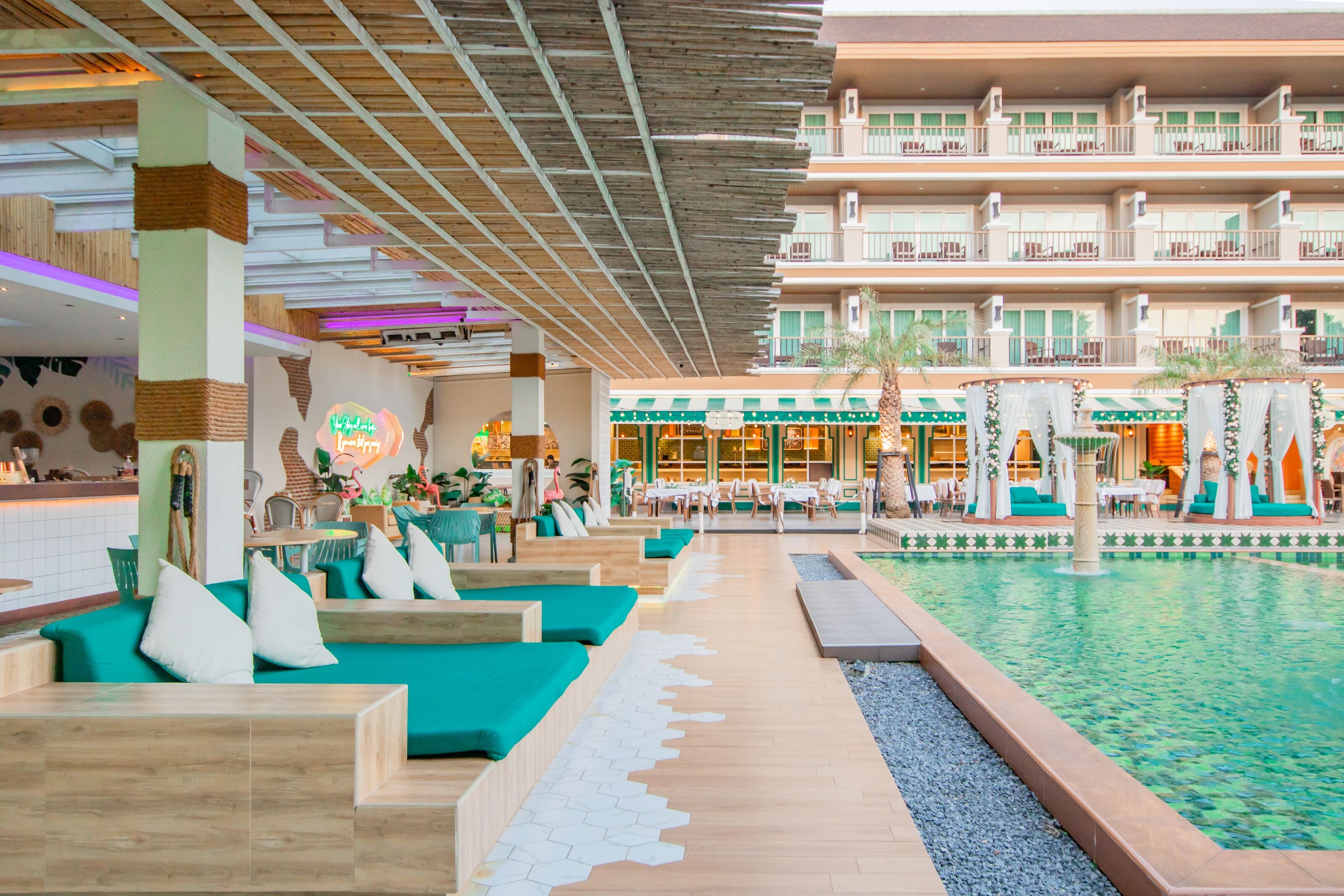 Outdoor pool, open 8:00 AM to 8:00 PM, free pool cabanas, pool umbrellas