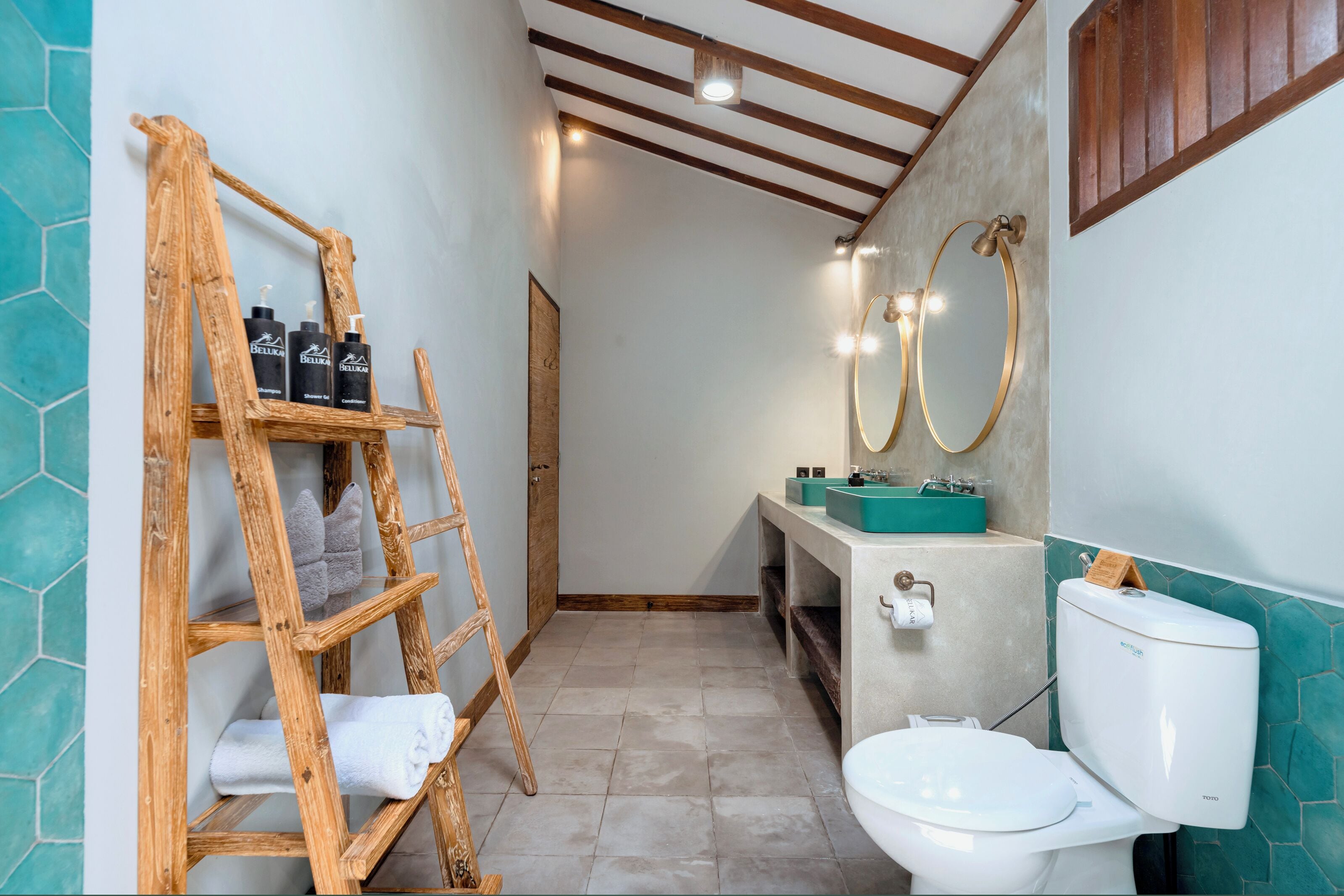 luxury one bedroom villa | bathroom | shower, rainfall showerhead, designer toiletries, hair dryer