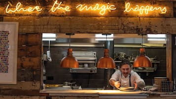 Breakfast, lunch, dinner served; British cuisine