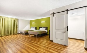 Desk, blackout curtains, cots/infant beds, rollaway beds