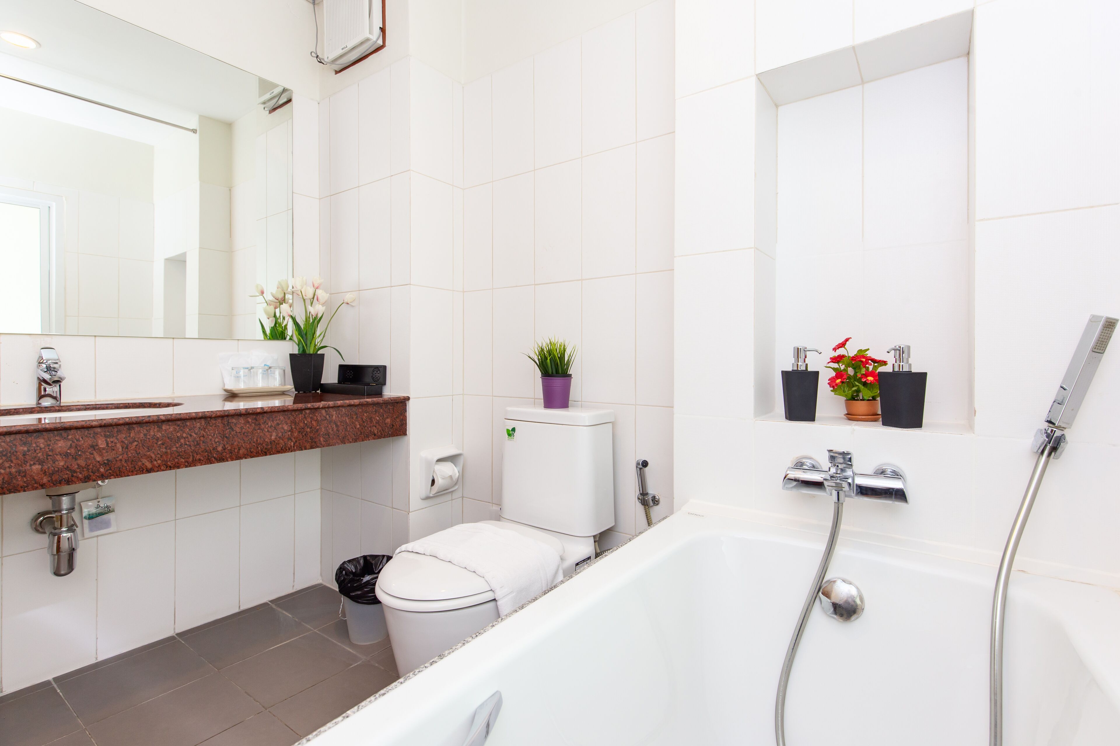 japanese-style twin room | bathroom | shower, free toiletries, hair dryer, towels