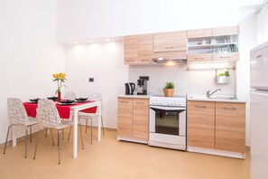 Apartment, 1 Bedroom 3 pax | Private kitchen | Fridge, coffee/tea maker, electric kettle, cookware/dishes/utensils - Kahlua Hotel Apartments (Rhodes)