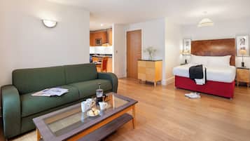 1 bedroom, desk, iron/ironing board, bed sheets