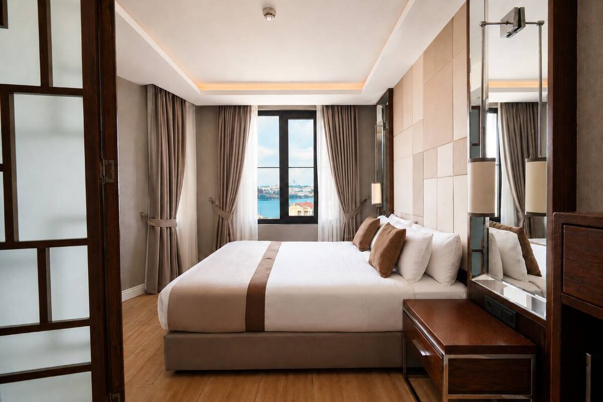 Deluxe Double or Twin Room, Sea View | Premium bedding, minibar, in-room safe, desk