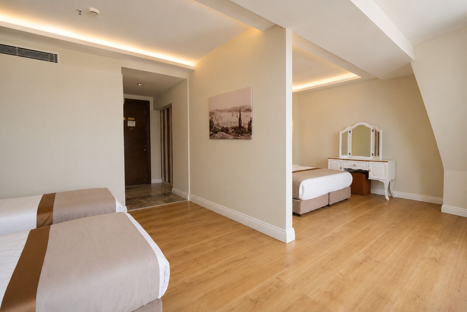 Family Quadruple Room, Sea View | Premium bedding, minibar, in-room safe, desk