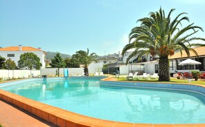 Outdoor pool, pool loungers