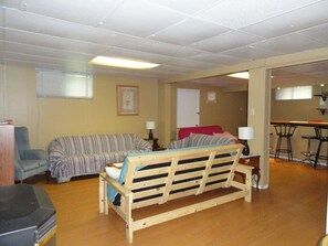 Family Condo, Multiple Beds, Kitchen, River View | Living area | TV