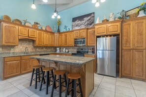 Family Condo, 3 Bedrooms, Balcony, Resort View | Private kitchen | Full-size fridge, microwave, stovetop, coffee/tea maker - The Tiki (South Padre Island)