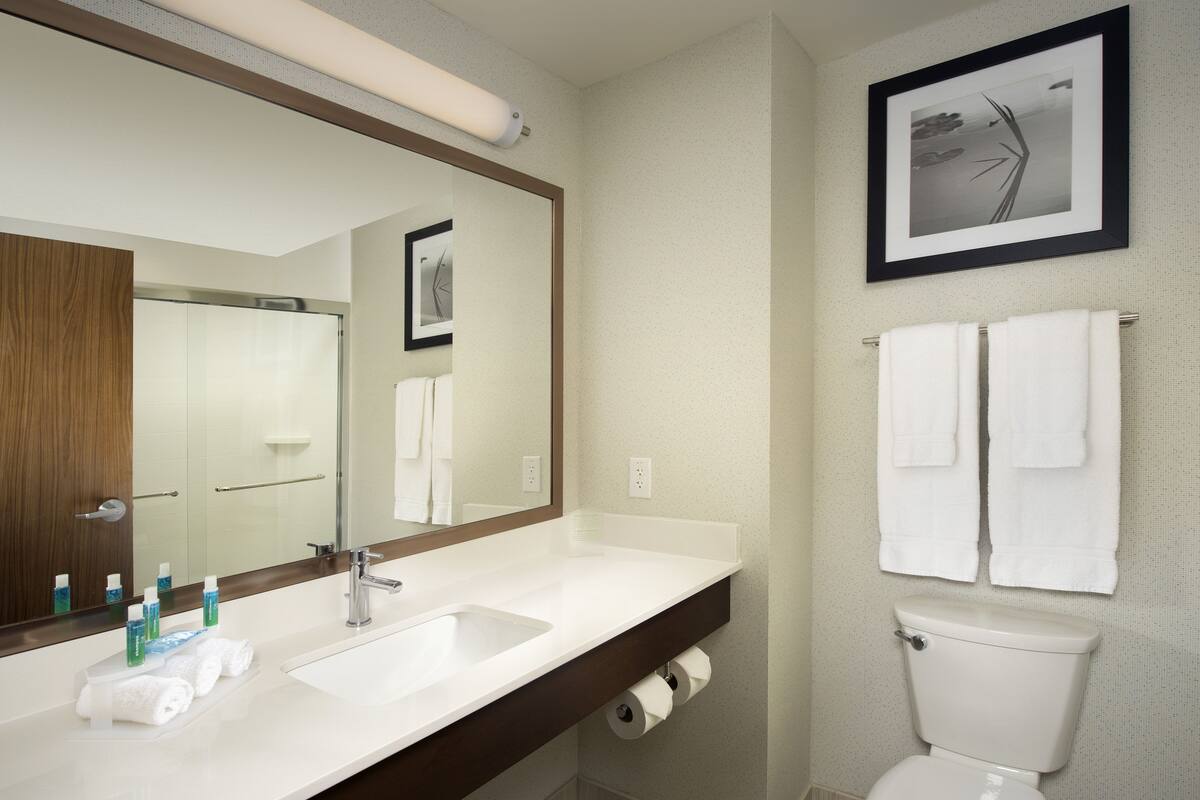 free toiletries, hair dryer, towels, soap