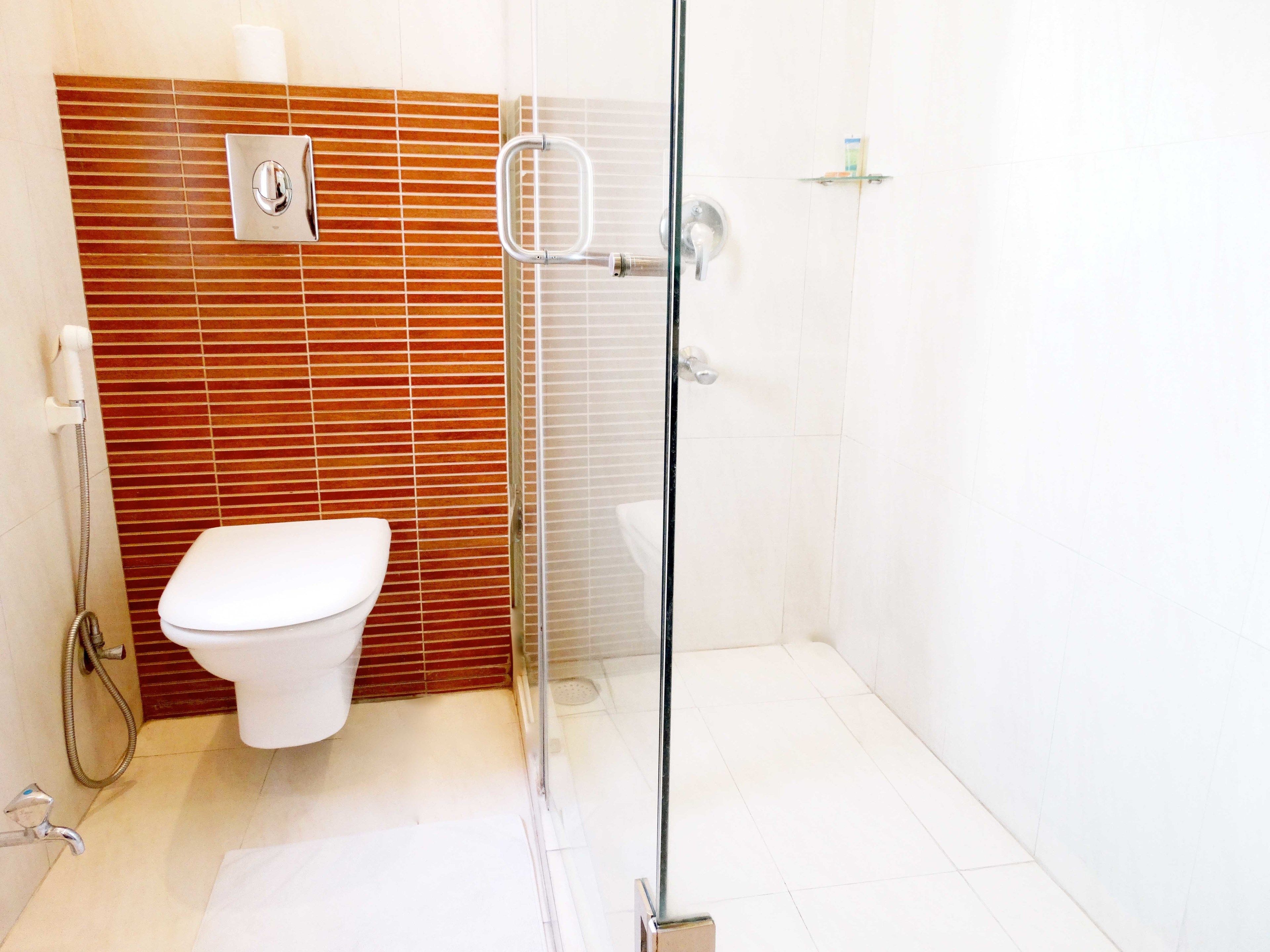 shower, free toiletries, hair dryer, slippers