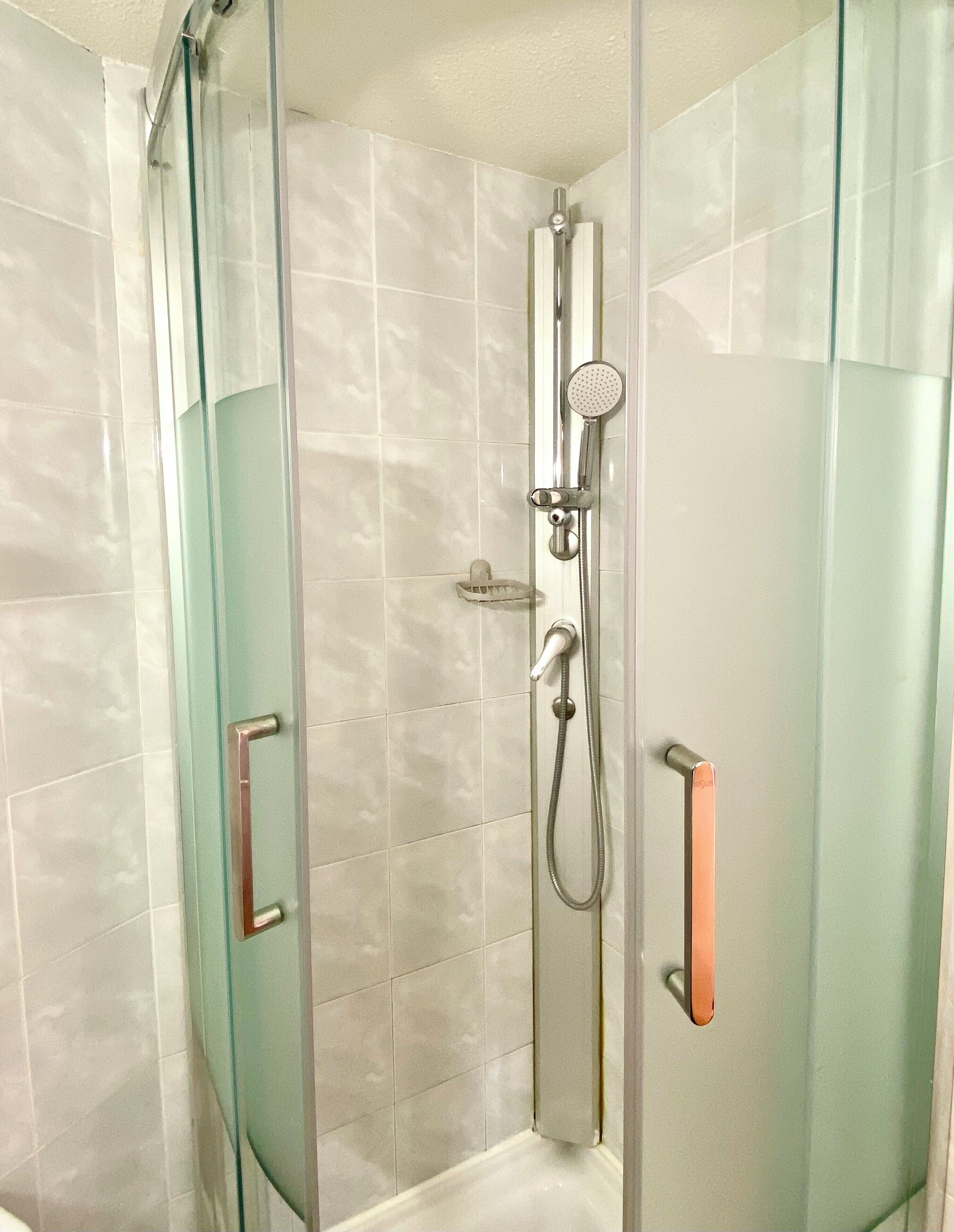 Free toiletries, hair dryer, towels