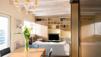 Panoramic Penthouse, 2 Bedrooms, 2 Bathrooms, Tower | Living area | LCD TV, first-run movies, pay movies