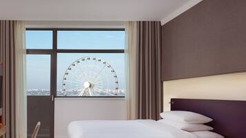 Room, 2 Double Beds, Balcony, Sea View | Hypo-allergenic bedding, down comforters, pillowtop beds, minibar