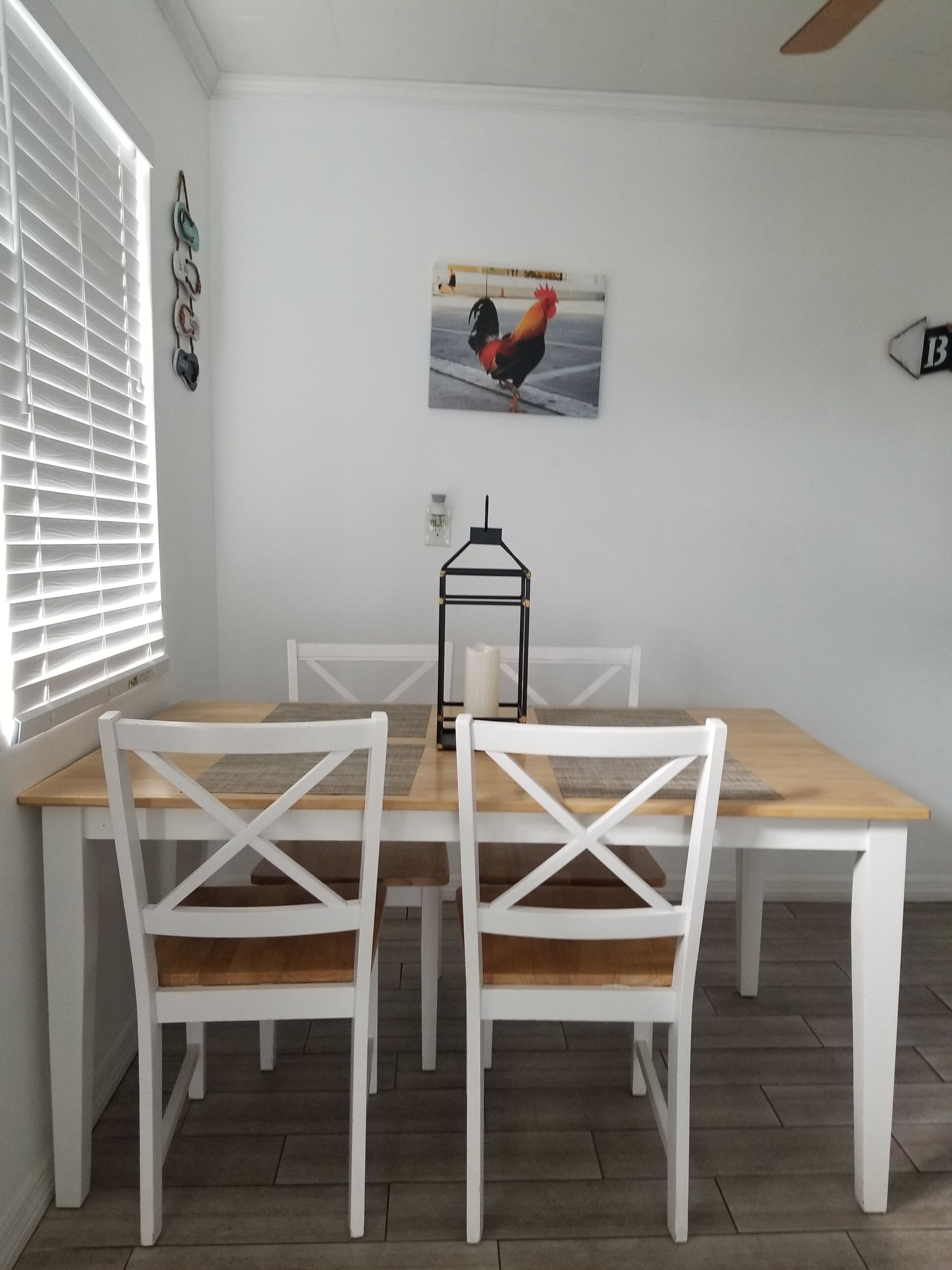 full-sized fridge, microwave, coffee/tea maker