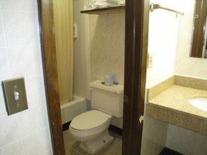 Combined shower/tub, free toiletries, hair dryer, towels - The Rome Motel (Rome)