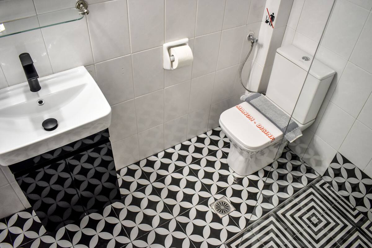 shower, hair dryer, slippers