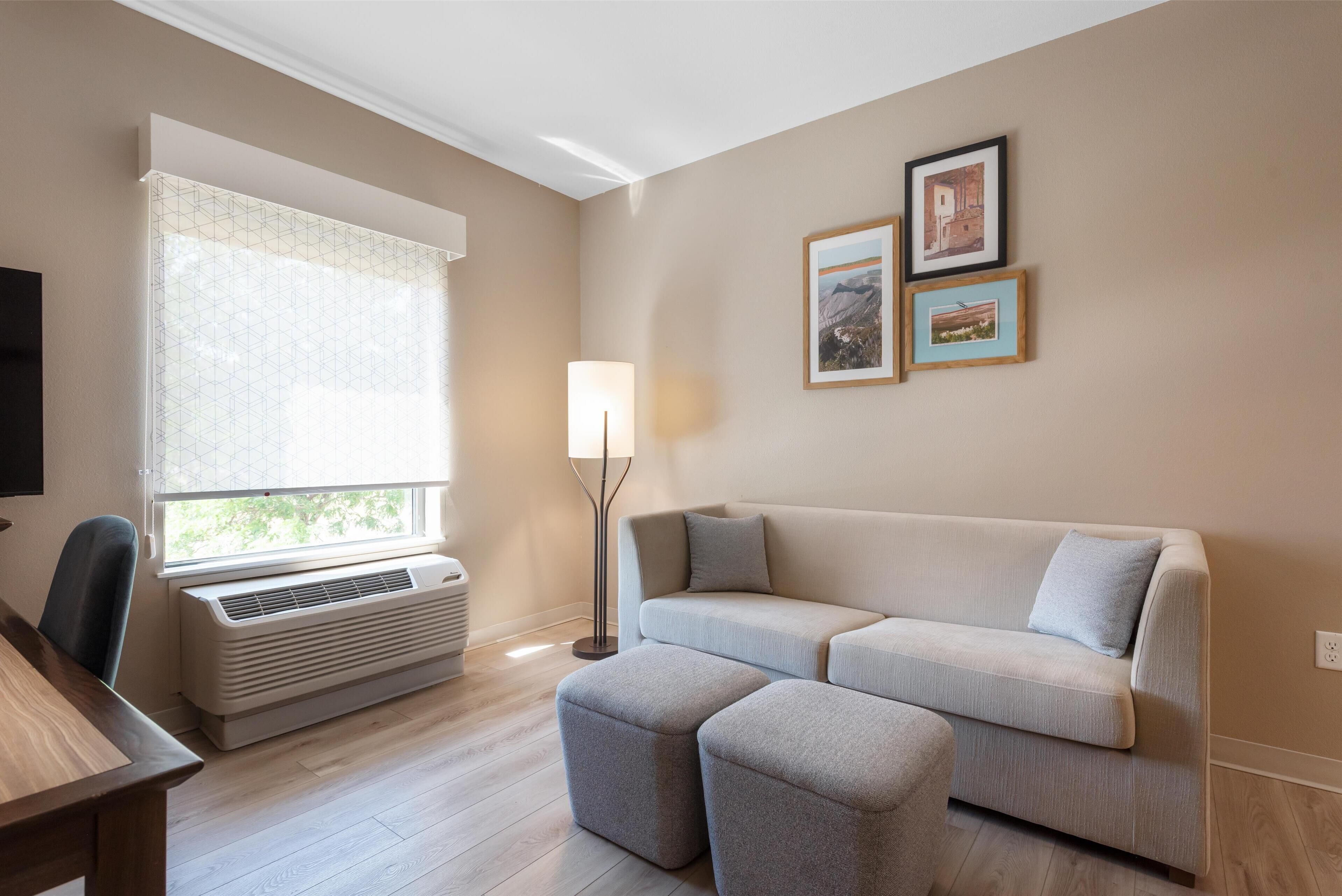 40-inch flat-screen TV with cable channels, TV