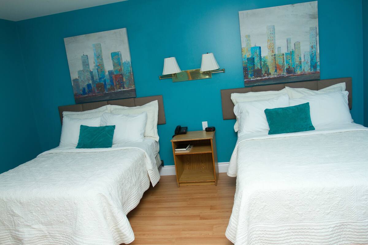 Standard Room, 2 Double Beds | 1 bedroom, iron/ironing board, free WiFi, bed sheets