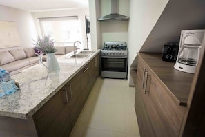 Premium Villa, 1 Double Bed | Private kitchenette | Full-size fridge, microwave, stovetop, coffee/tea maker