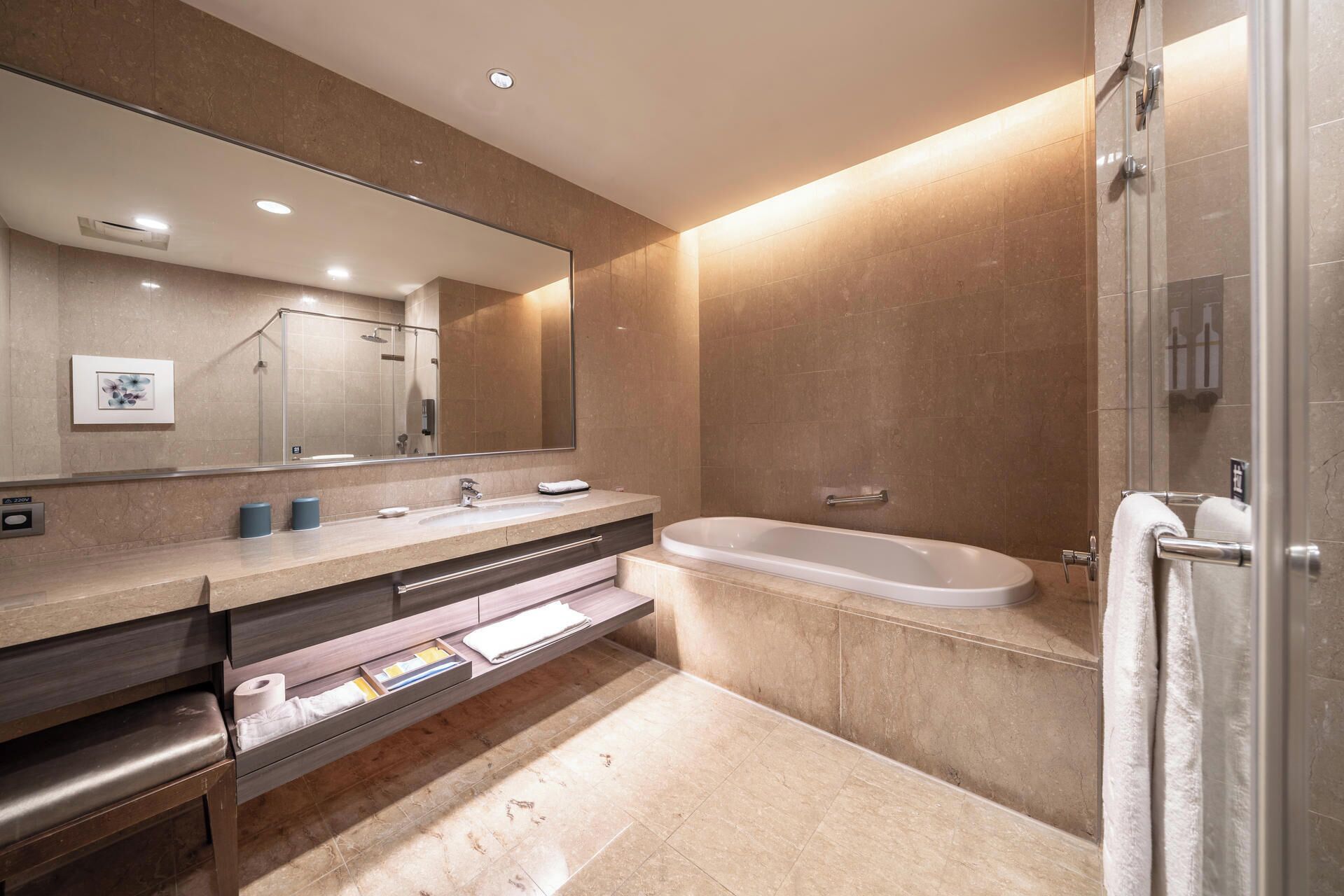 deluxe room | bathroom | separate bathtub and shower, deep-soaking bathtub