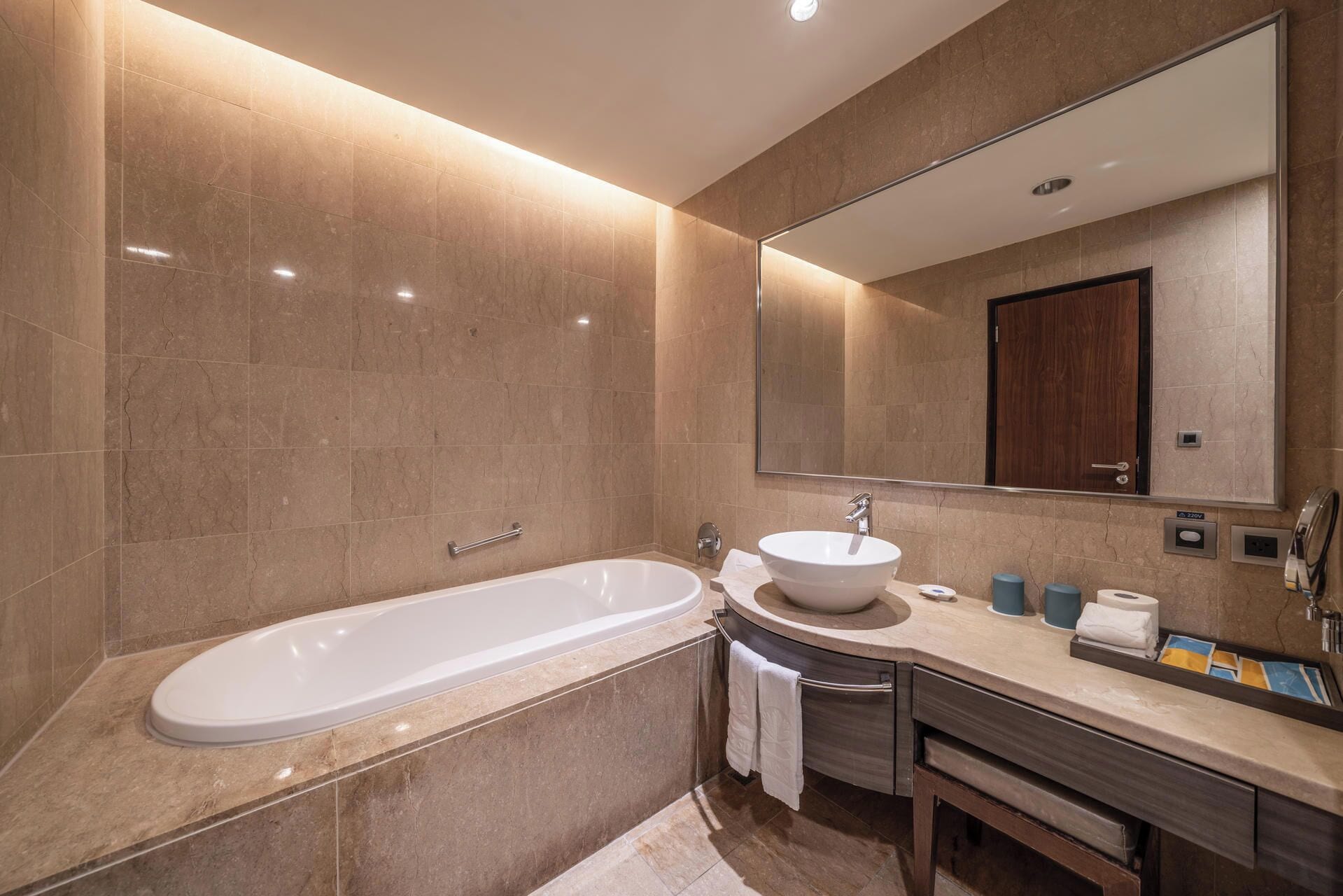 business room, 1 king bed | bathroom | separate bathtub and shower, deep-soaking bathtub