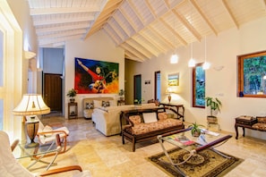 Luxury Villa, Multiple Bedrooms, Private Pool, Ocean View | Living room | TV