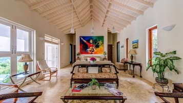 Luxury Villa, Multiple Bedrooms, Private Pool, Ocean View | Living room | TV