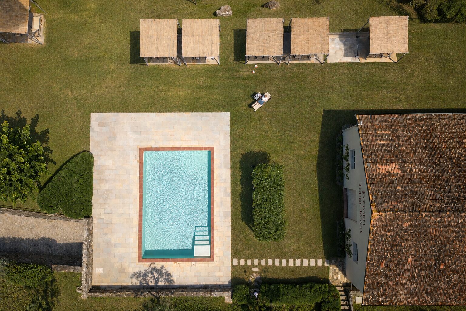 Seasonal outdoor pool, pool umbrellas, sun loungers