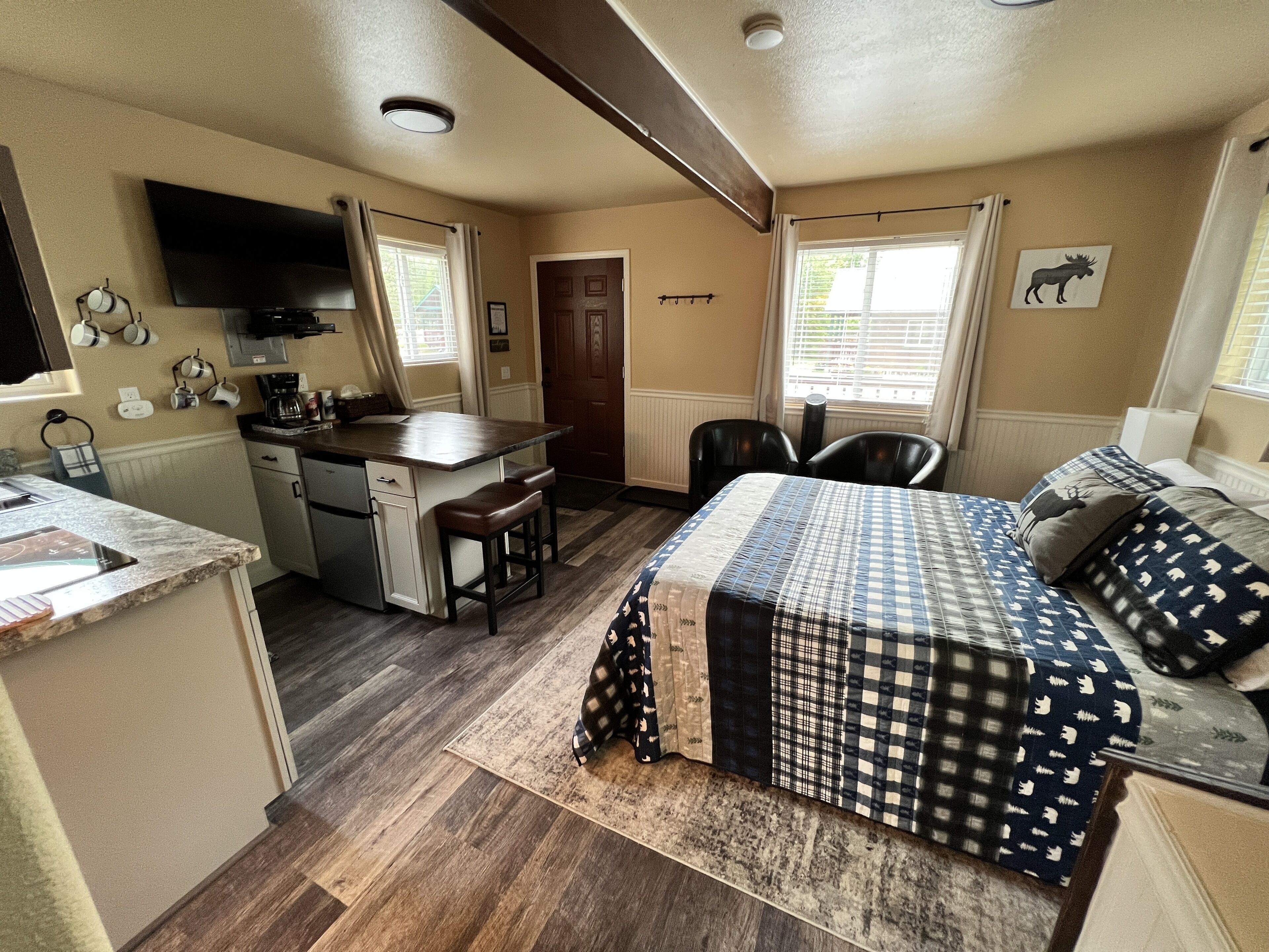 家庭小屋, 1 间卧室, 简易厨房 | 高档床上用品、特色装修、特色家居、遮光窗帘