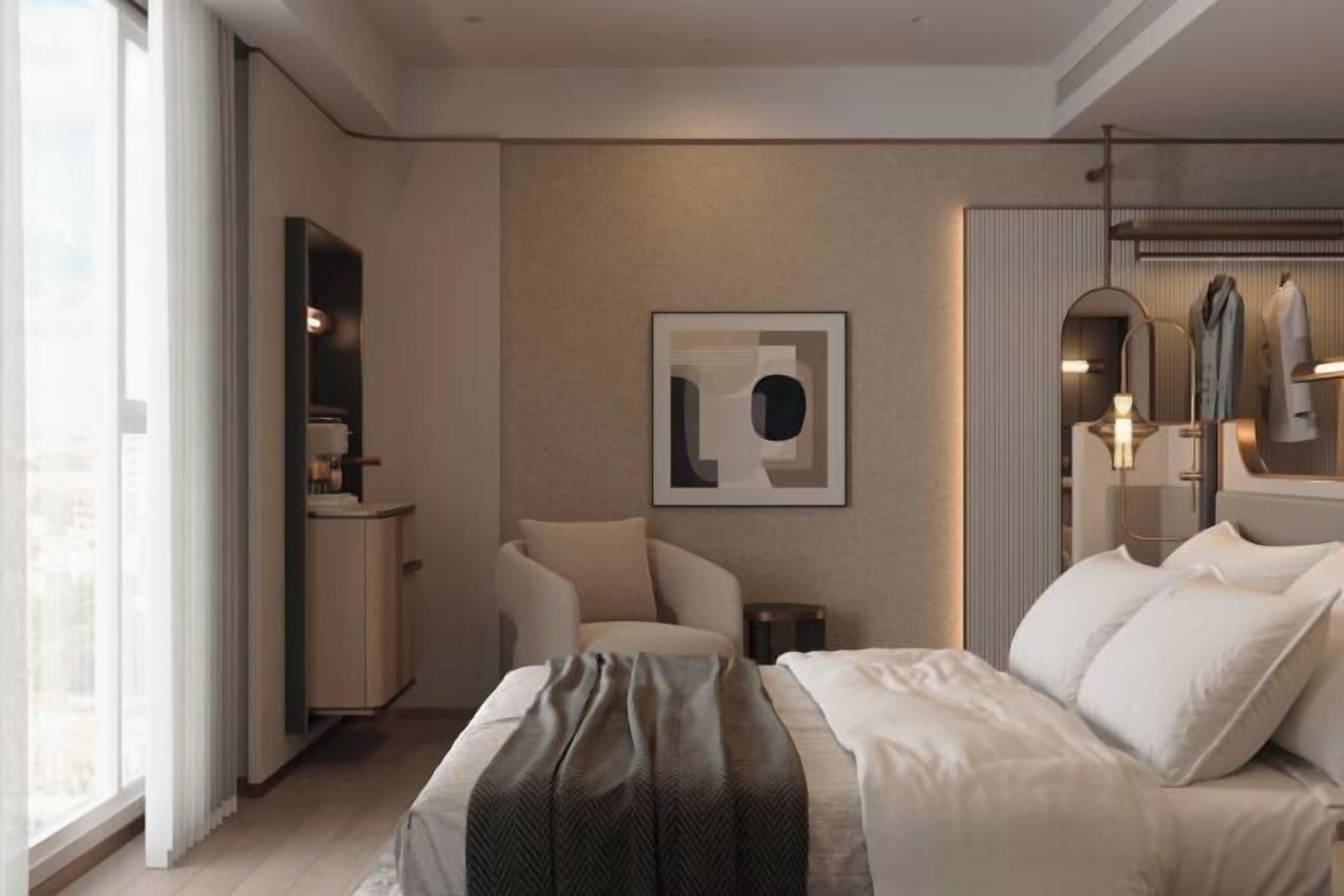 Minibar, coffres-forts dans les chambres, bureau