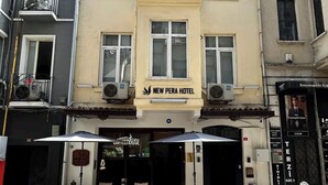 A hotel with a sign reading "NEW PERA HOTEL". - New Pera (Istanbul)