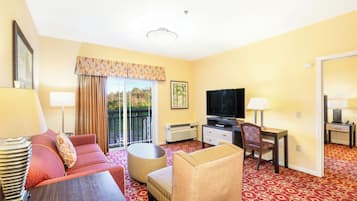 42-inch flat-screen TV with cable channels, TV