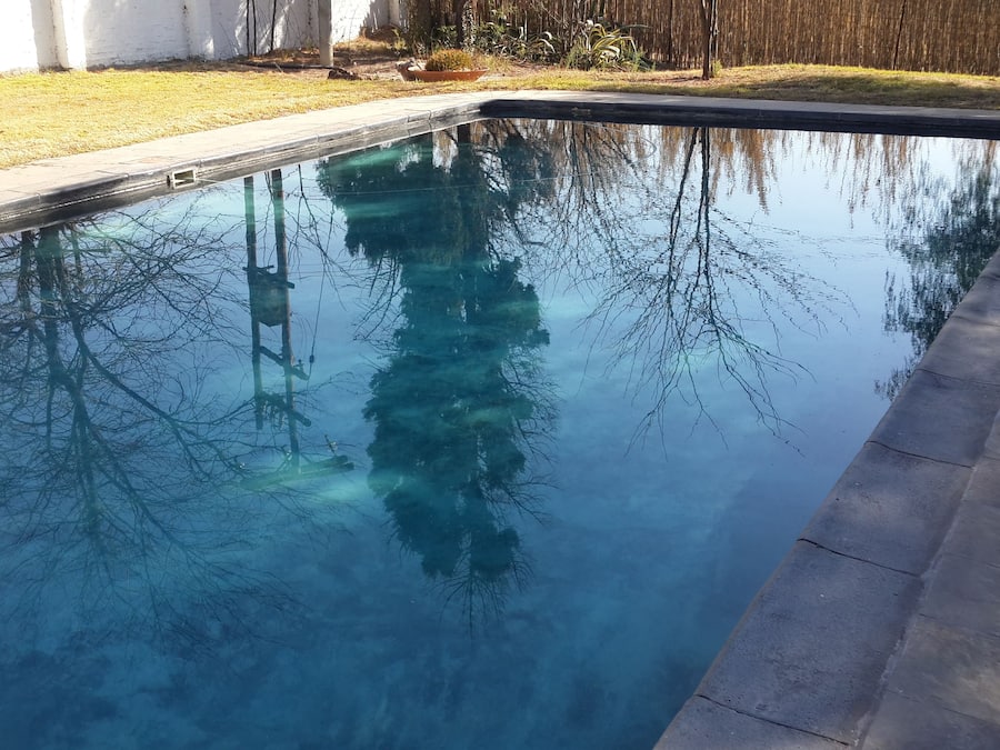 Outdoor pool, sun loungers
