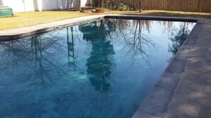 Outdoor pool, sun loungers