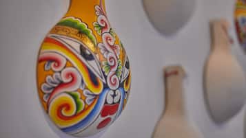A collection of ceramic vases with intricate designs.