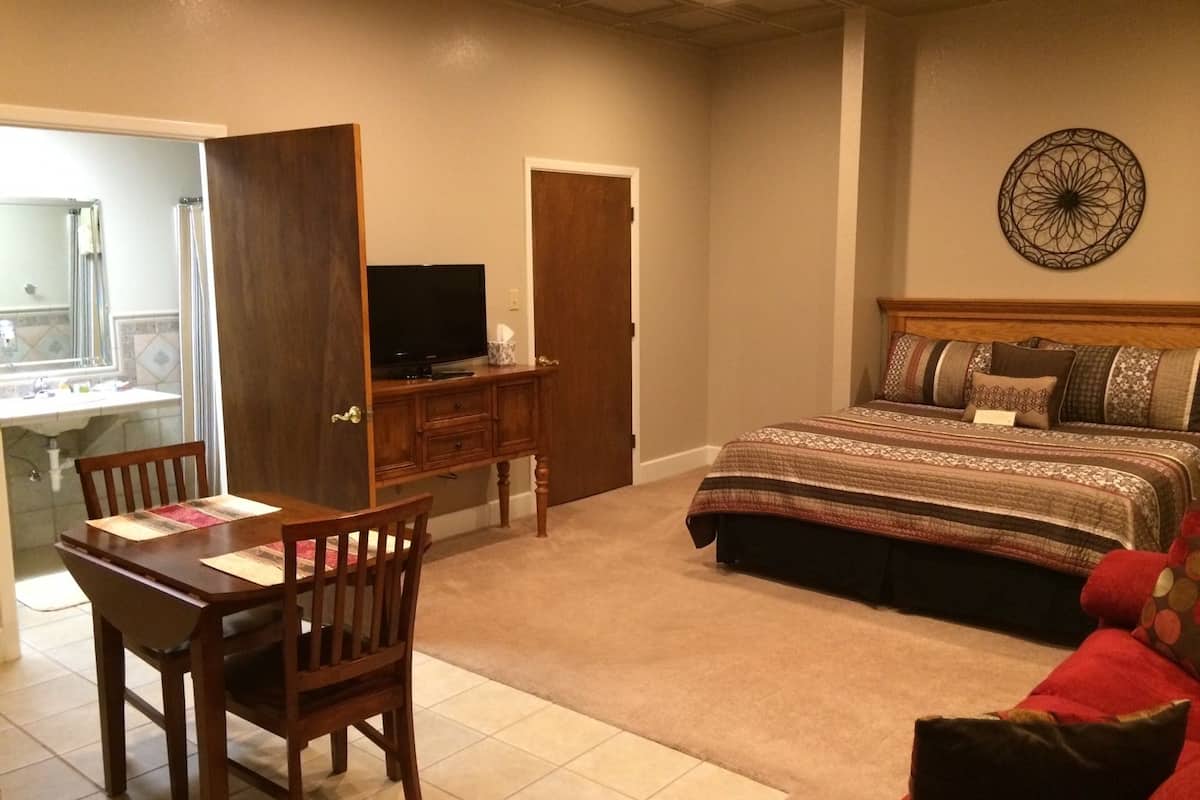 comfort studio suite, 1 king bed with sofa bed | premium bedding, pillow-top beds, desk, laptop workspace