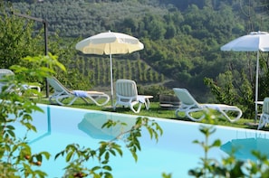 Outdoor pool, pool loungers